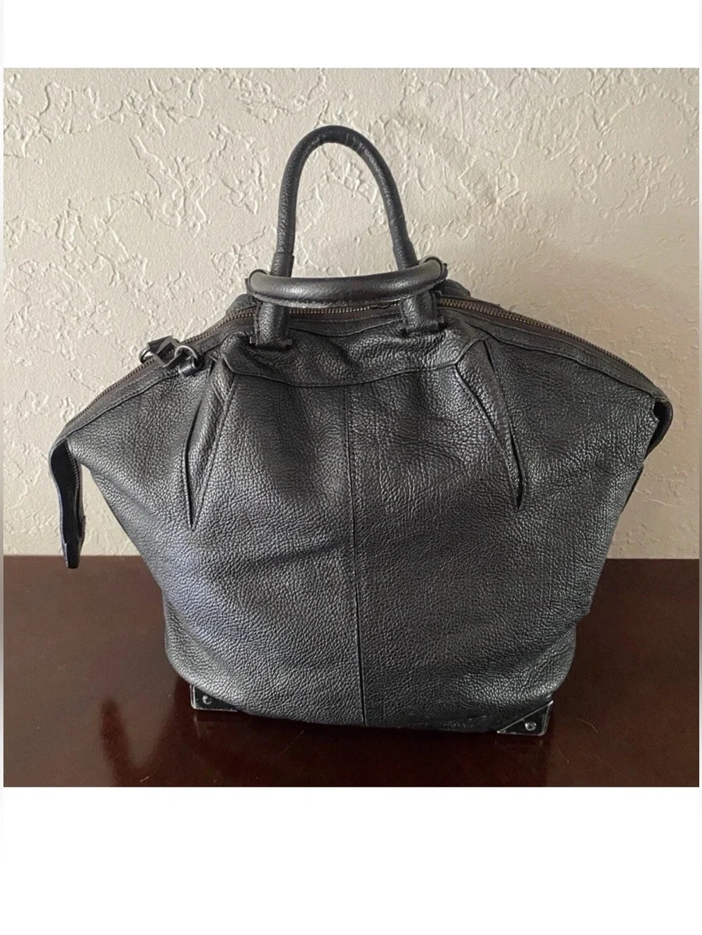 Alexander Wang Large Emile Black Pebbled Leather Tote Shoulder Bag Retail $1250